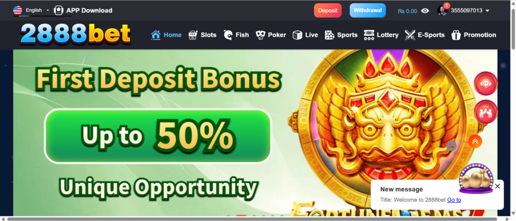 2888Bet Game Home Screen