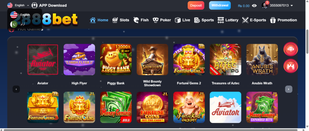 2888Bet Game Home Screen