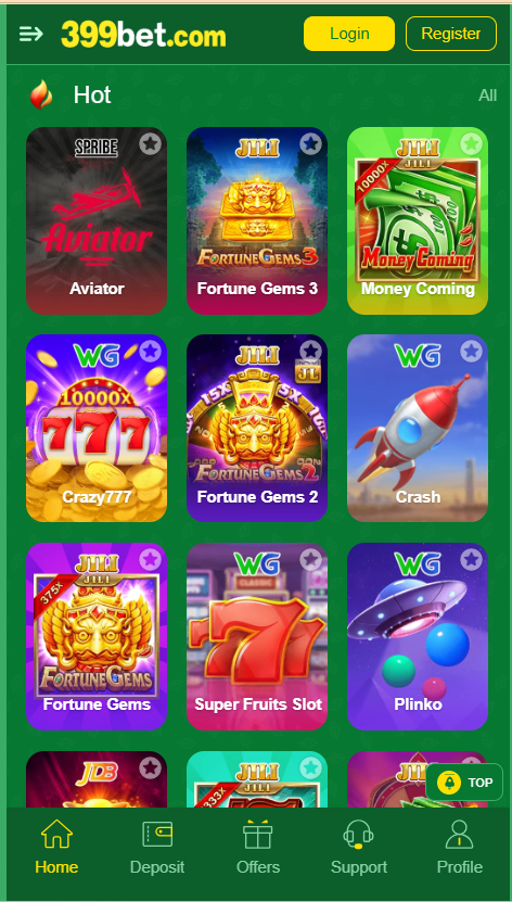 399bet Game Home Screen