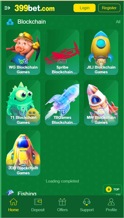 399bet Game Home Screen