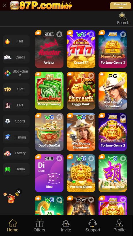 p87 game home screen