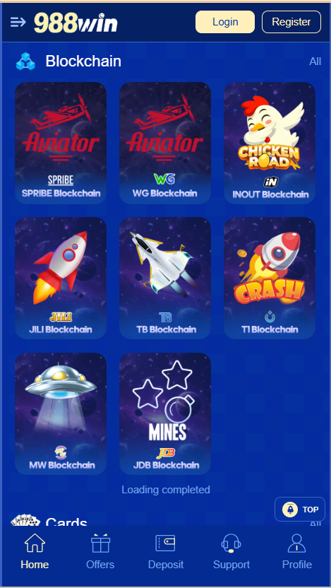 988win Game Home Screen