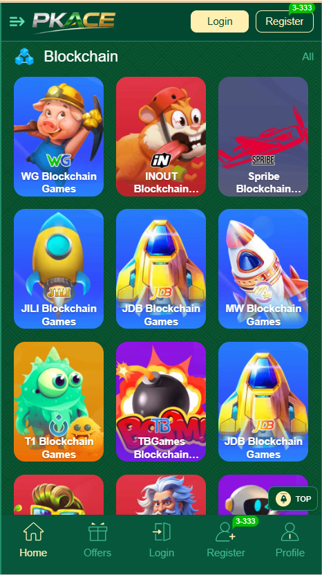 pkace game home screen