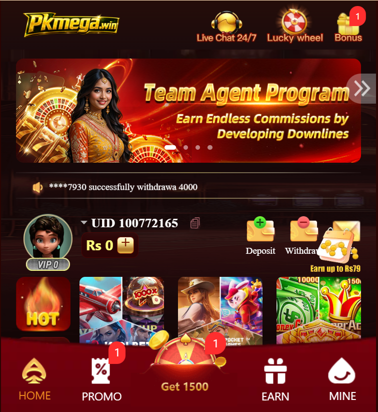 Pkmega Game home Screen