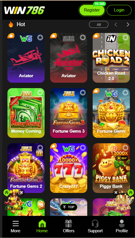 Win786 Game Home Screen